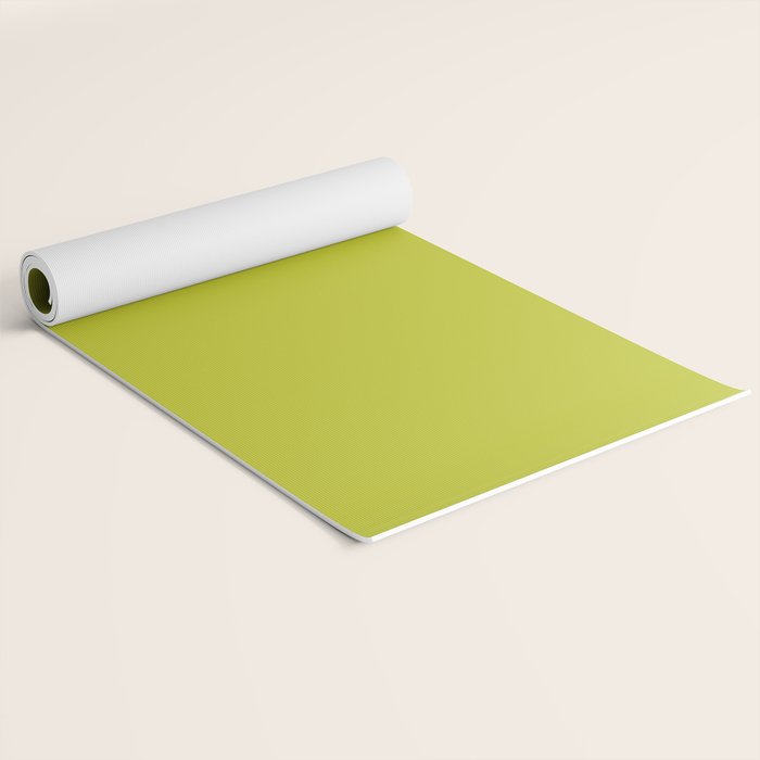 Eccentric Lime Solid Color Plain Yellowish Green Shade Modern Abstract Yoga Mat Gallery Image 2