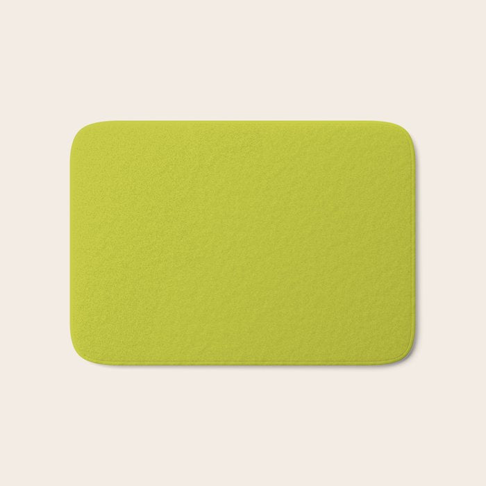 Eccentric Lime Solid Color Plain Yellowish Green Shade Modern Abstract Bath Mat Gallery Image 1