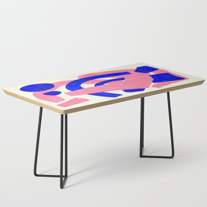 Blue Pink Fun Colorful Mid Century Modern Abstract Painting Shapes Pattern Coffee Table Gallery Image 1