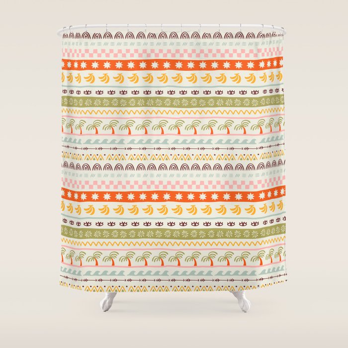 Vintage tropical summer nature art pattern Shower Curtain Gallery Image 1