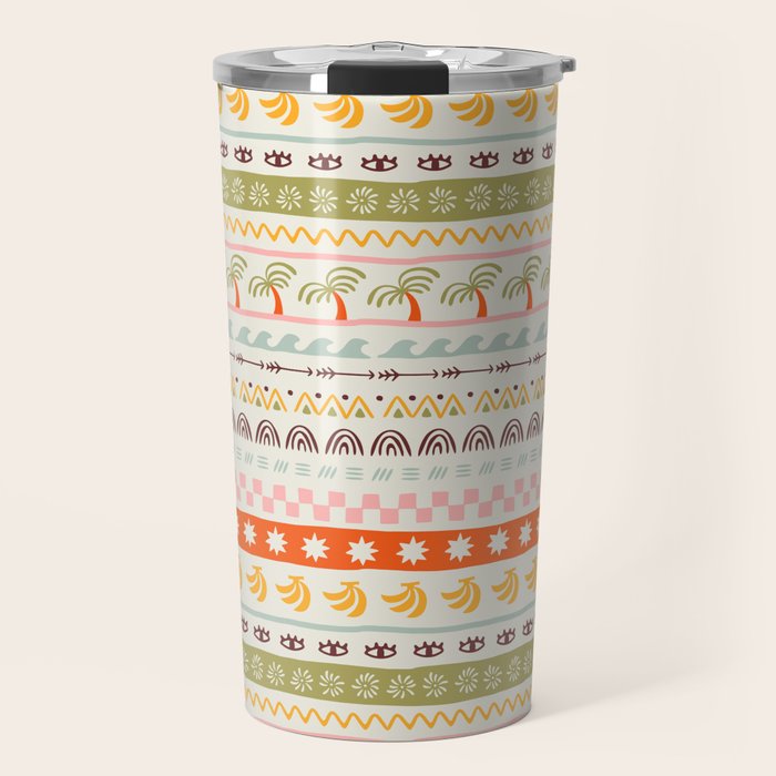 Vintage tropical summer nature art pattern Travel Mug Gallery Image 1