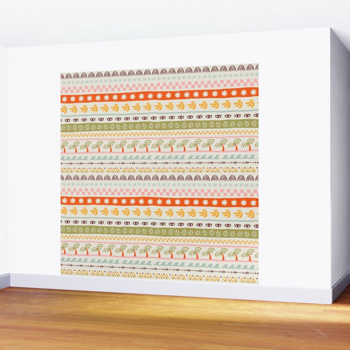 Vintage tropical summer nature art pattern Wall Mural Gallery Image 2