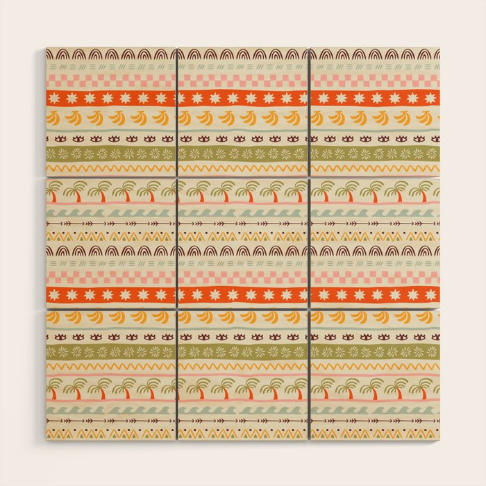Vintage tropical summer nature art pattern Wood Wall Art Gallery Image 1