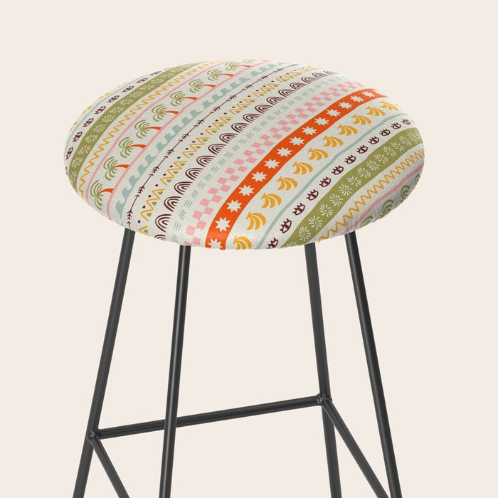 Vintage tropical summer nature art pattern Stool Gallery Image 2
