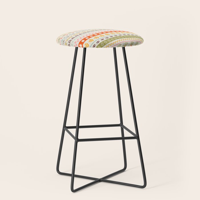 Vintage tropical summer nature art pattern Stool Gallery Image 1