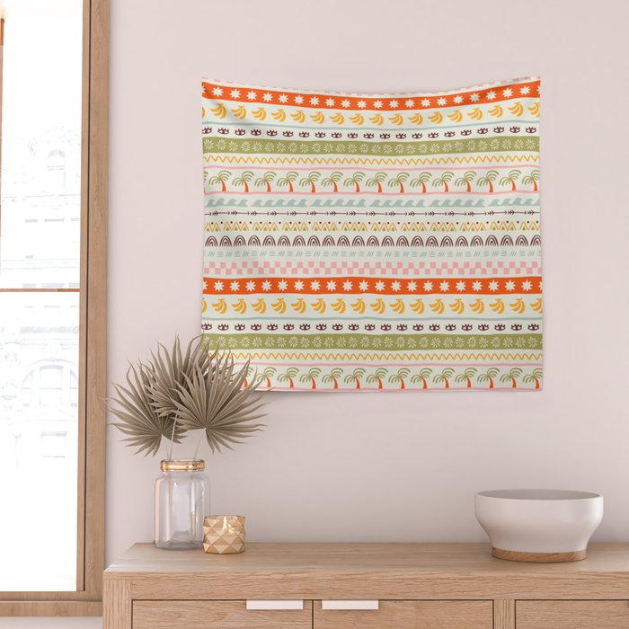 Vintage tropical summer nature art pattern Wall Tapestry Gallery Image 2