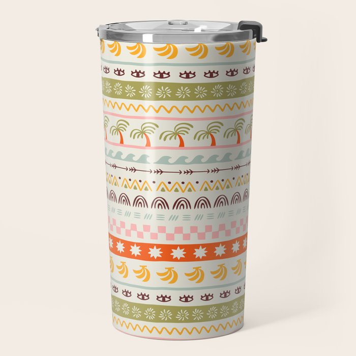 Vintage tropical summer nature art pattern Travel Mug Gallery Image 2