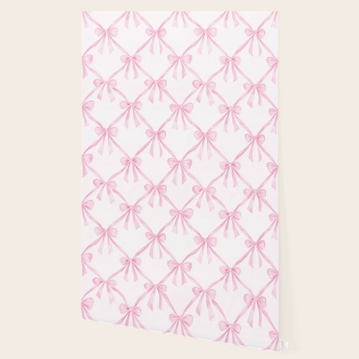 Pastel Pink Bows Coquette Aesthetic Vintage Romantic Feminine Preppy Bedroom Wallpaper Gallery Image 2
