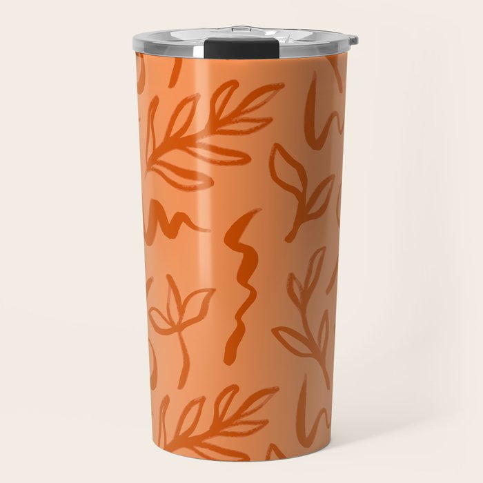 Organic watercolor plant nature art pattern Travel Mug Gallery Image 1