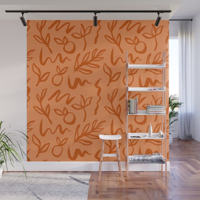 Organic watercolor plant nature art pattern Wall Mural Gallery Image 1