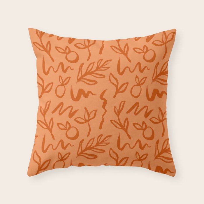 Organic watercolor plant nature art pattern Throw Pillow Gallery Image 6