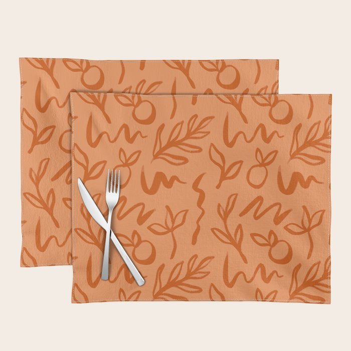 Organic watercolor plant nature art pattern Placemat Gallery Image 1
