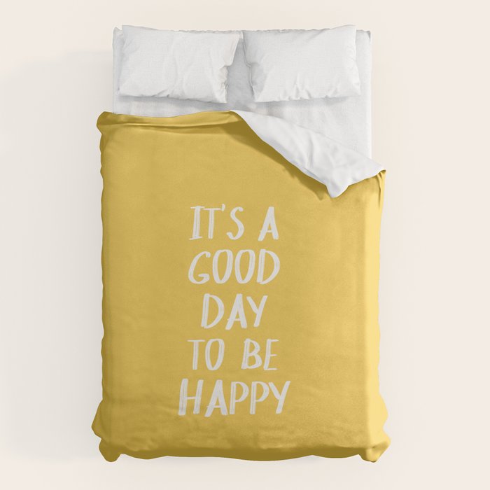 It's a Good Day to Be Happy - Yellow Duvet Cover Gallery Image 1