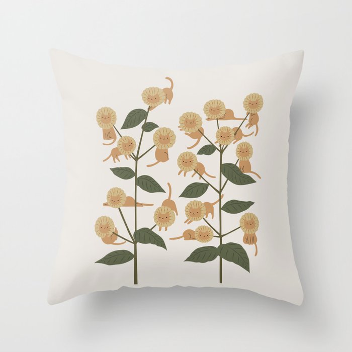 Cat and Plant 7B Throw Pillow Gallery Image 6