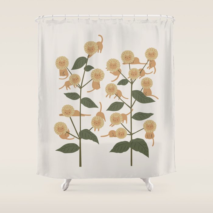 Cat and Plant 7B Shower Curtain Gallery Image 1