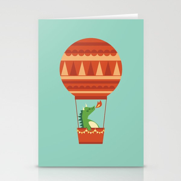 Dragon On Hot Air Balloon Stationery Card Gallery Image 1