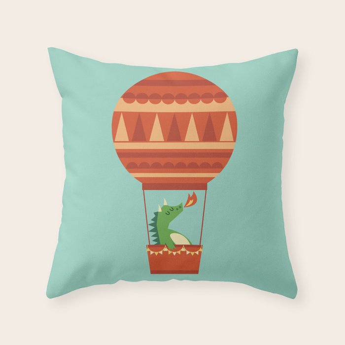 Dragon On Hot Air Balloon Throw Pillow Gallery Image 1
