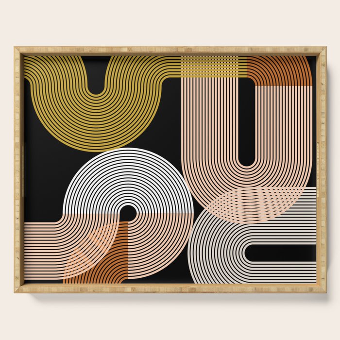abstract geoemtric lines 3 Serving Tray Gallery Image 1