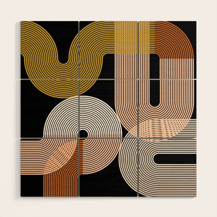 abstract geoemtric lines 3 Wood Wall Art Gallery Image 1