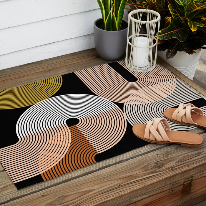 abstract geoemtric lines 3 Outdoor Rug Gallery Image 2