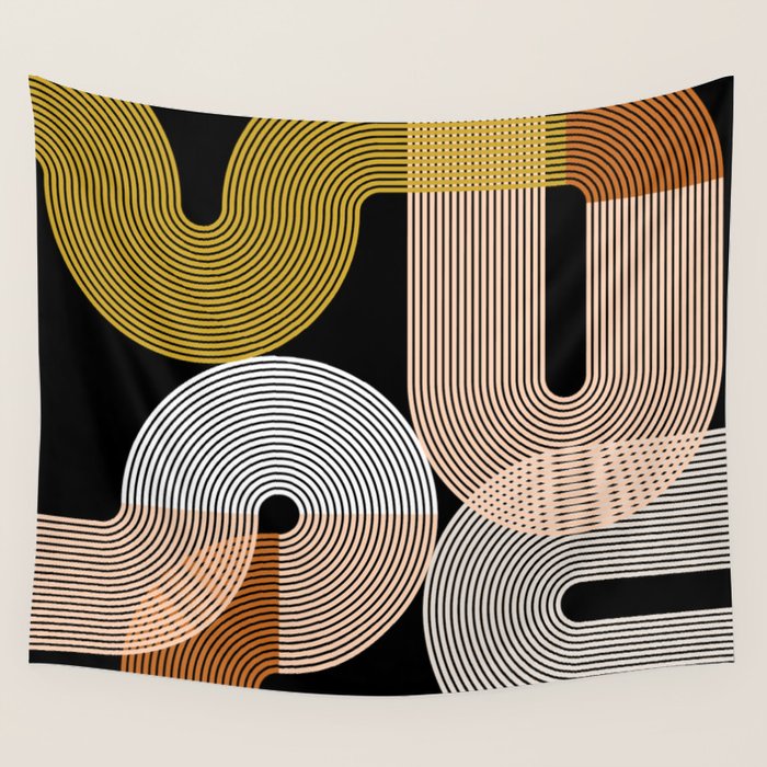 abstract geoemtric lines 3 Wall Tapestry Gallery Image 4