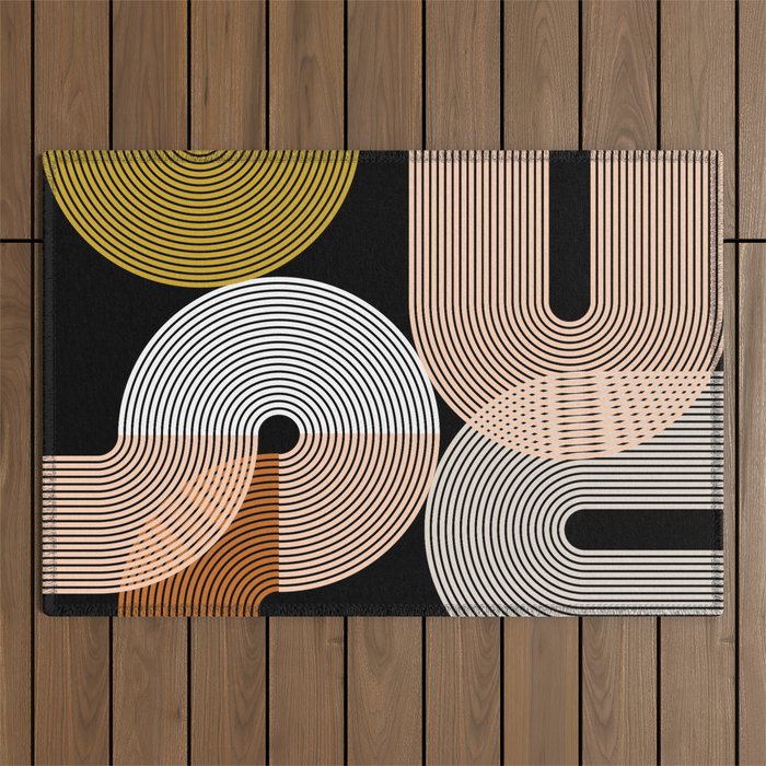 abstract geoemtric lines 3 Outdoor Rug Gallery Image 1