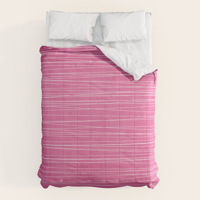 Pink White Lines Drawing Artwork Comforter Gallery Image 6