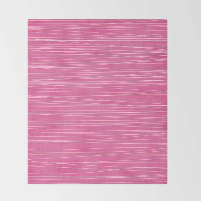 Pink White Lines Drawing Artwork Throw Blanket Gallery Image 2