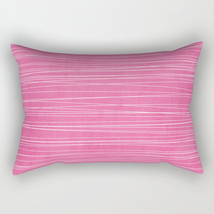 Pink White Lines Drawing Artwork Rectangular Pillow Gallery Image 1