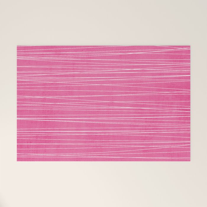 Pink White Lines Drawing Artwork Welcome Mat Gallery Image 1