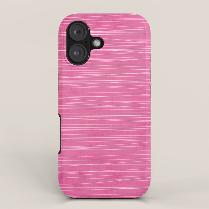 Pink White Lines Drawing Artwork iPhone Case Gallery Image 1