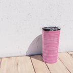 Pink White Lines Drawing Artwork Travel Mug Gallery Image 4