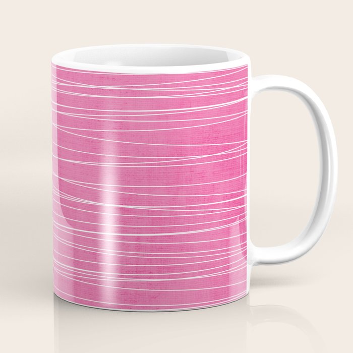 Pink White Lines Drawing Artwork Coffee Mug Gallery Image 1