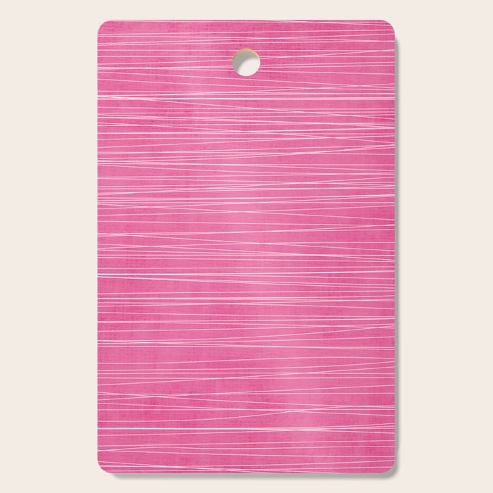 Pink White Lines Drawing Artwork Cutting Board Gallery Image 1