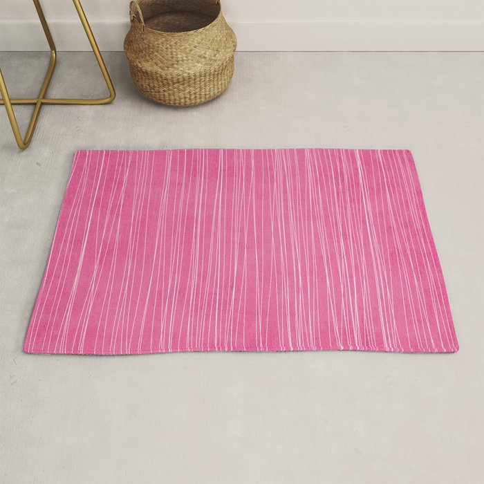 Pink White Lines Drawing Artwork Rug Gallery Image 1