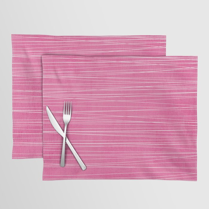 Pink White Lines Drawing Artwork Placemat Gallery Image 1