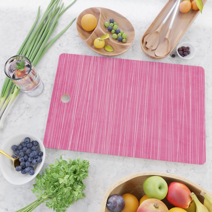 Pink White Lines Drawing Artwork Cutting Board Gallery Image 2