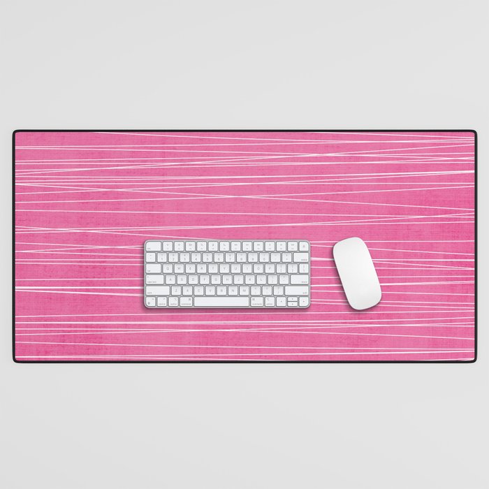 Pink White Lines Drawing Artwork Desk Mat Gallery Image 1