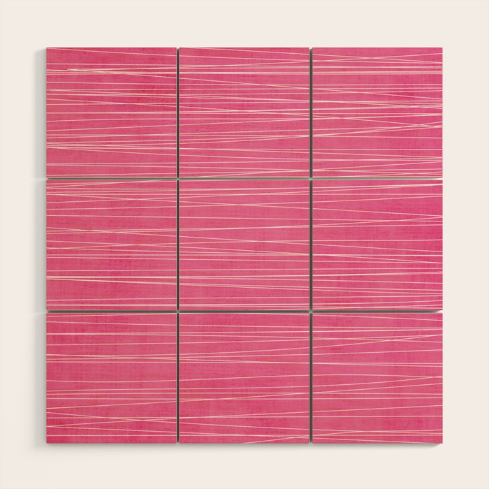 Pink White Lines Drawing Artwork Wood Wall Art Gallery Image 1