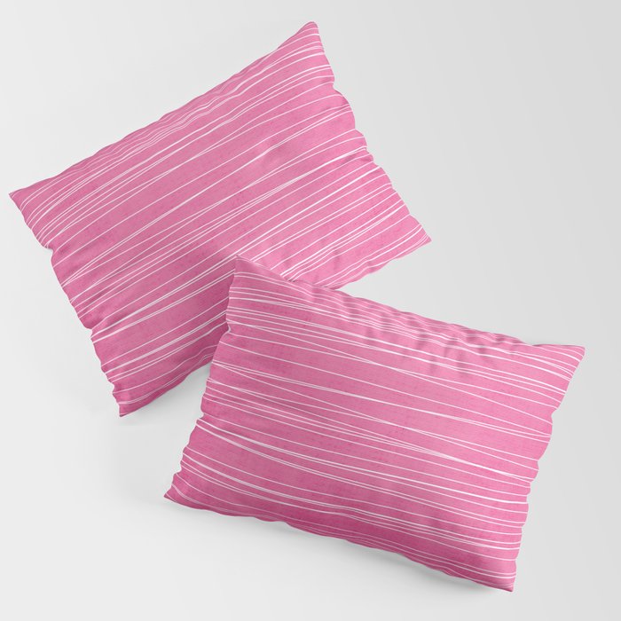 Pink White Lines Drawing Artwork Pillow Sham Gallery Image 1
