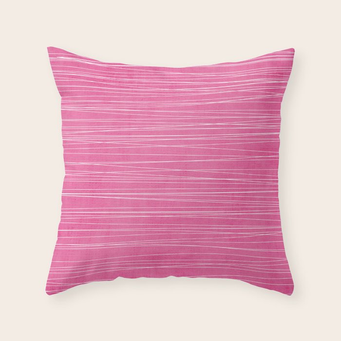 Pink White Lines Drawing Artwork Throw Pillow Gallery Image 6