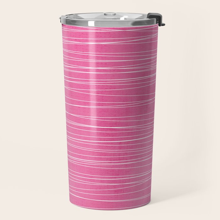 Pink White Lines Drawing Artwork Travel Mug Gallery Image 2