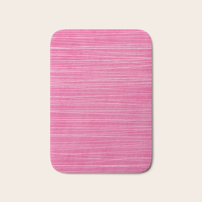 Pink White Lines Drawing Artwork Bath Mat Gallery Image 1