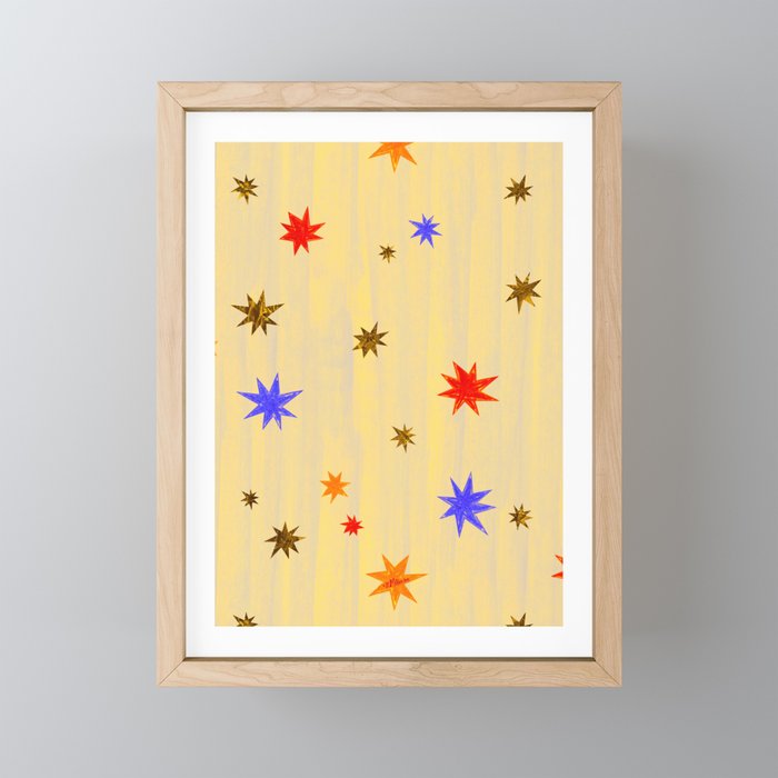 Celestial Star Twinkle in Golden Amber Watercolor Mini Art Print Gallery Image 1