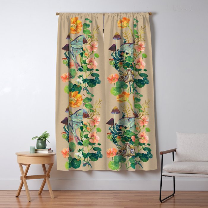 Floral Luna Moth Window Curtain Gallery Image 5