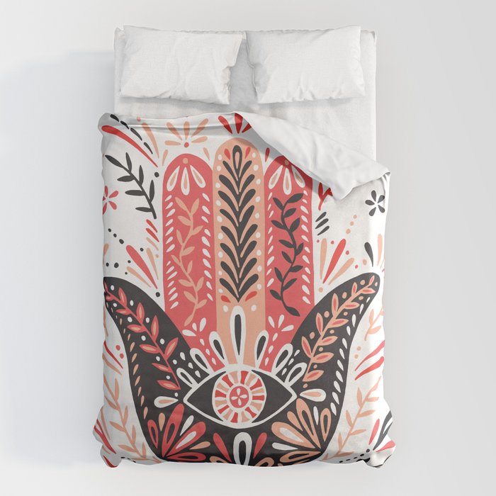 Hamsa Hand - Red & Black Palette Duvet Cover Gallery Image 6