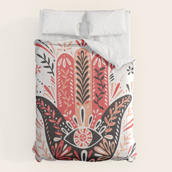 Hamsa Hand - Red & Black Palette Comforter Gallery Image 6