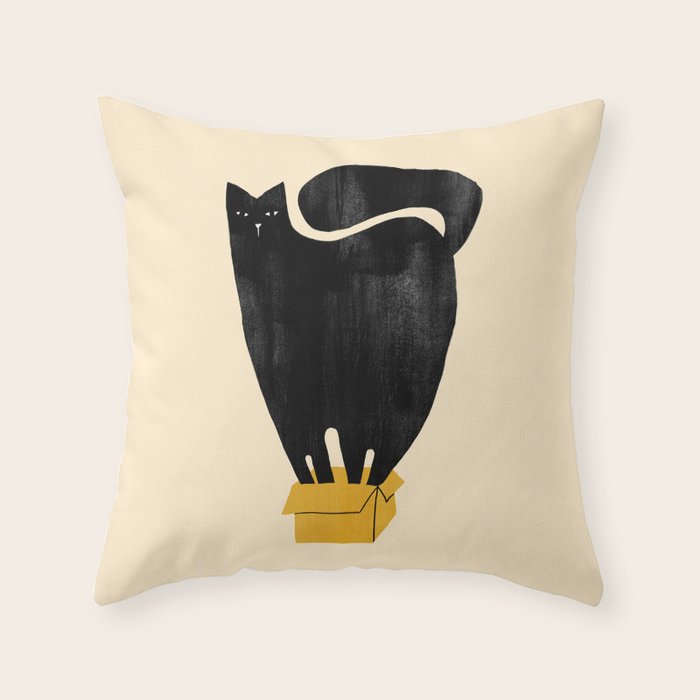 Cat in a box Throw Pillow Gallery Image 6