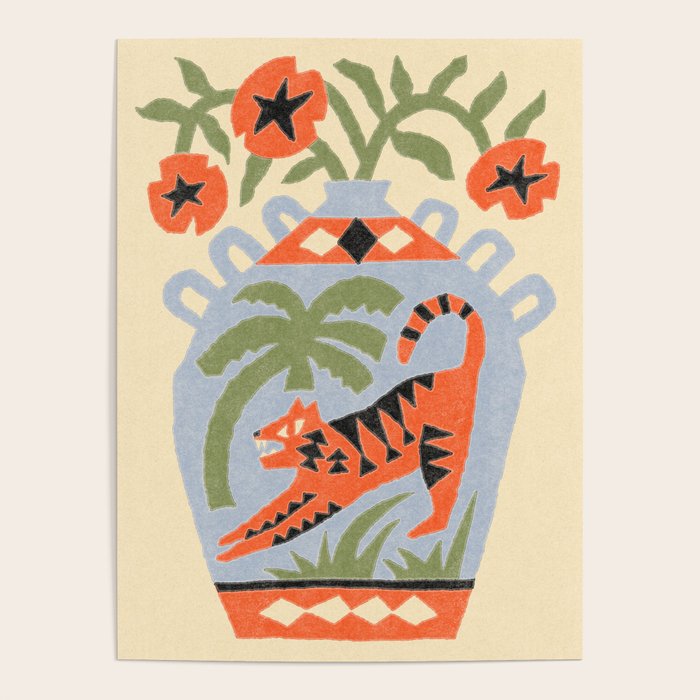 Tiger and Poppies Poster Gallery Image 4