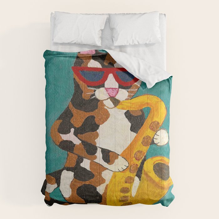 Calico Cat Saxophone Player Comforter Gallery Image 6